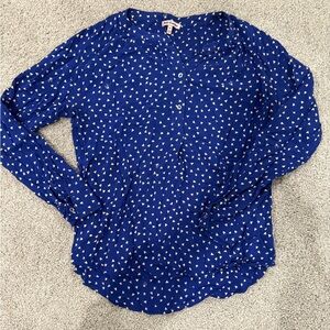 Juicy Couture Blue Heart Detail Blouse Top size Medium